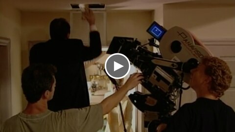 image of behind the scenes footage with crew filming James Gandolfini as Tony Soprano