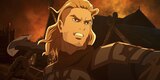 Haleth grits his teeth as he raises his battle axe, ready to strike.