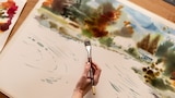 Watercolor Landscape of the Studio Space
