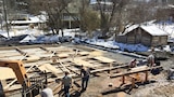 Raising a Massive Timber Frame Barn in Downtown Lewisburg